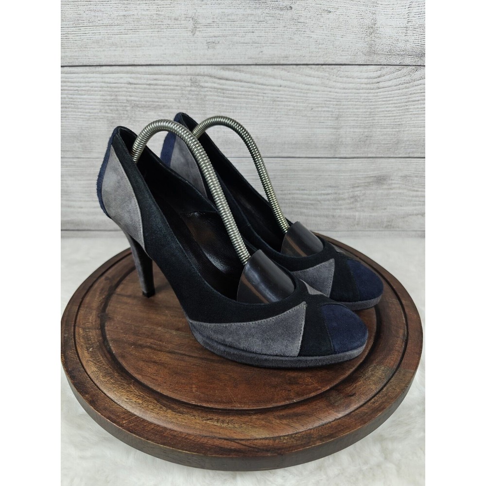 Edas Leather Color Block Heels Women's Size 39 Made In Italy